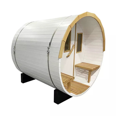 হোয়াইট গার্ডেন আউটডোর 4 ব্যক্তি কাঠ ব্যারেল Sauna নতুন ডিজাইন