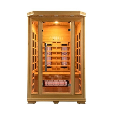 কাঠের অন্দর 1750W 2 ব্যক্তি ইনফ্রারেড Sauna কম EMF