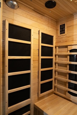 কাঠের অন্দর 1750W 2 ব্যক্তি ইনফ্রারেড Sauna কম EMF