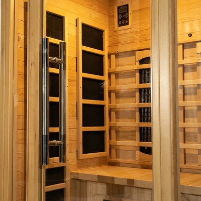 কাঠের অন্দর 1750W 2 ব্যক্তি ইনফ্রারেড Sauna কম EMF