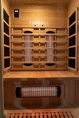 কাঠের অন্দর 1750W 2 ব্যক্তি ইনফ্রারেড Sauna কম EMF