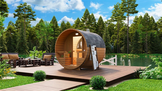 2 - 8 জন ধারণক্ষমতা কাঠ ব্যারেল Sauna সঙ্গে / বারান্দা বিকল্প ছাড়া