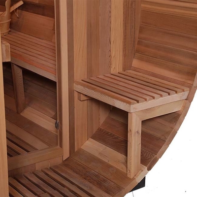 লাল সিডার কাঠ ফায়ারড ব্যারেল Sauna রুম ব্যারেল আকৃতির 2 - 4 ব্যক্তি