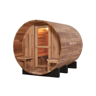 পারিবারিক স্বাস্থ্যসেবা 4 ব্যক্তি ব্যারেল Sauna কাঠ সিডার আউটডোর Sauna রুম