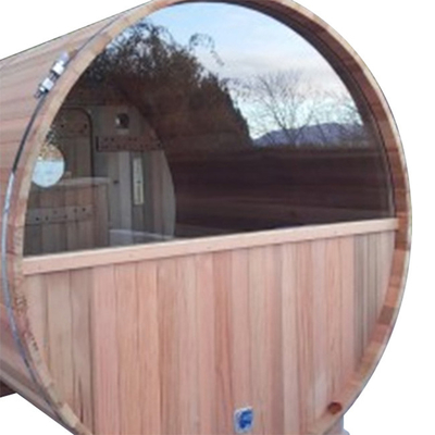 RoHS 8 ব্যক্তি রাউন্ড আউটডোর Sauna রেড সিডার ব্যারেল Sauna কাঠের চুলা