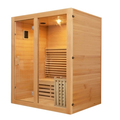 ROHS টেম্পারড গ্লাস 3 ব্যক্তি বাষ্প Sauna রুম রেড সিডার