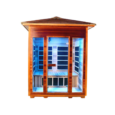 OEM দূর ইনফ্রারেড Sauna বাইরে রেড সিডার 4 ব্যক্তি বহিরঙ্গন Sauna