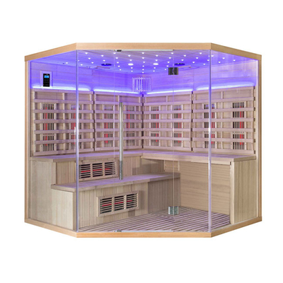 RoHS 5 ব্যক্তি বিলাসবহুল স্টিম রুম ইনফ্রারেড Sauna সমন্বয় লাল সিডার
