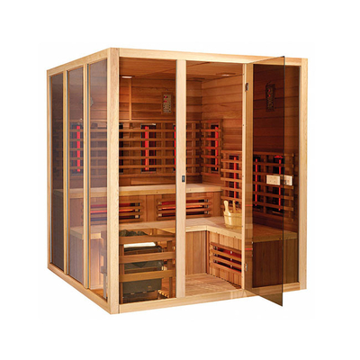 5 ব্যক্তি ইনফ্রারেড বাষ্প Sauna রুম কানাডিয়ান হেমলক কাঠ
