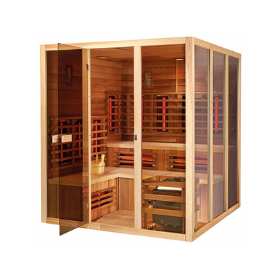 5 ব্যক্তি ইনফ্রারেড বাষ্প Sauna রুম কানাডিয়ান হেমলক কাঠ